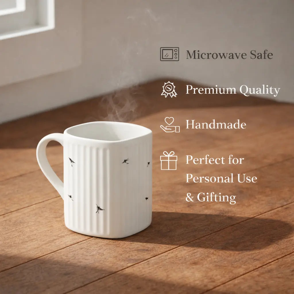 Design Khazana Square Shape Coffee Cups Set of 4 | Microwave Safe . Premium Quality