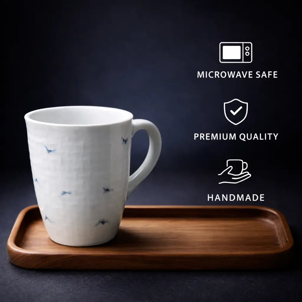 Design Khazana White Spring Milk/ Coffee Mug Set of 2| Microwave Safe, Premium Quality