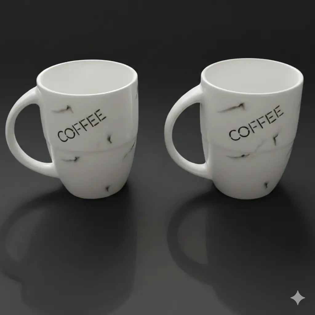 Design Khazana Coffee Print Milk/Coffee Mug Set of 2 | Microwave Safe , Premium Quality