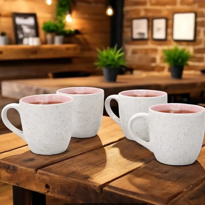 Design Khazana Cream Matte Coffee Mugs Set of 4 |Premium Quality, Microwave Safe