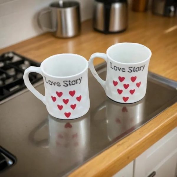 Love Story White Coffee/Milk Mug Set of 2 to Gift Your Loved Ones - Image 2