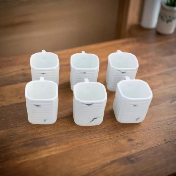 White Square Tea/Coffee Mug set of 6 - Image 2