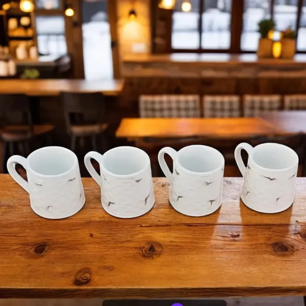 Premium Quality White Texture Coffee Mug Set of 4