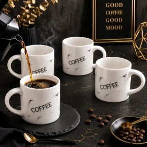 Coffee Print Mugs Set of 4